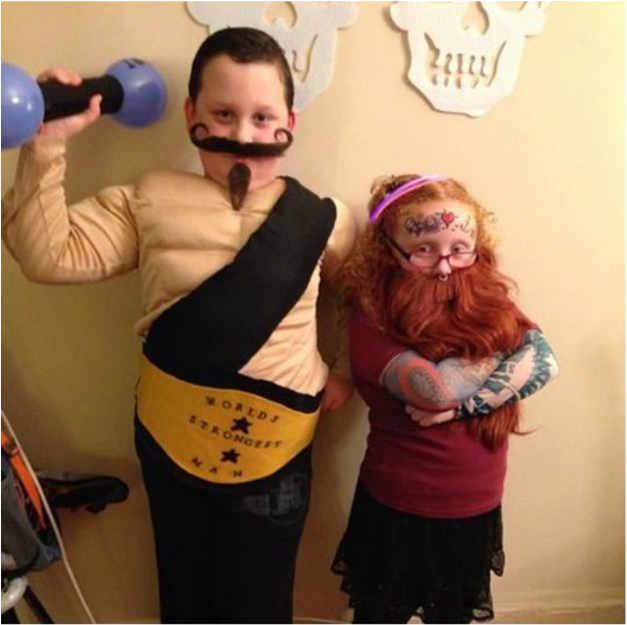Alicia Gibbs: 12 DIY Family Themed Costumes - Strong man and Bearded Lady