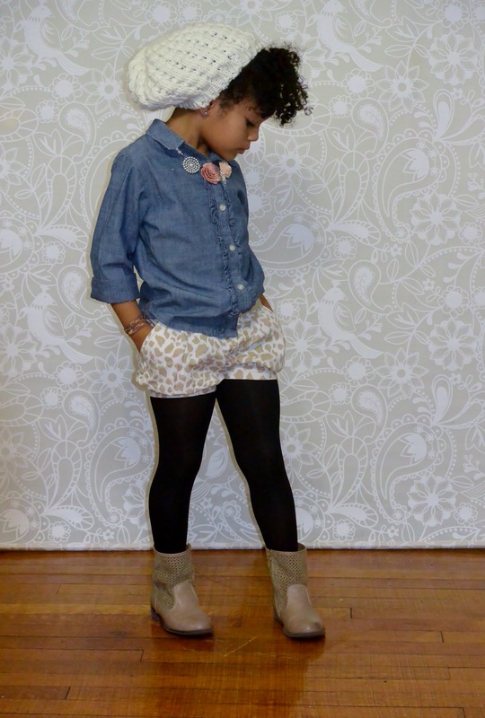 Kid's Fashion Fridays: Mini Chica Fashion: Chambray Button Down + Cheetah Shorts