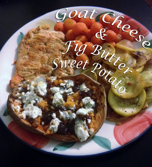 Chica Fashion: Cause A Girl's Gotta Eat: Goat Cheese & Fig Butter Sweet Potato