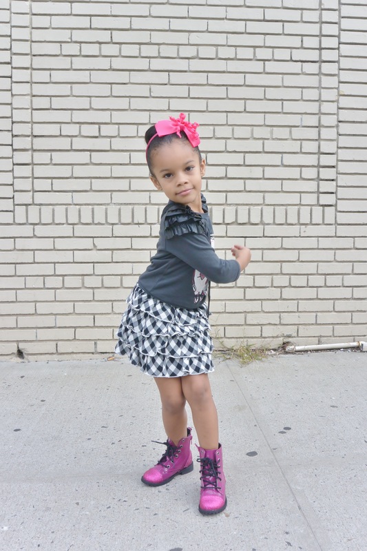 Kid's Fashion Fridays: Chica Fashion: Ruffle Graphic Sweatshirt + Plaid Skirt