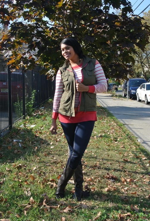 Pumpkin Picking: Cargo Vest + Striped Sweater