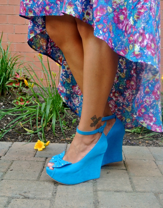 Floral + Neon High Low Challis Dress - Alicia Ever After