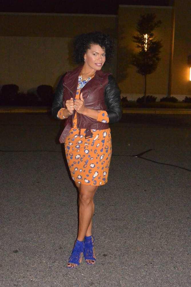 Date Night: Leopard Print Dress + Faux Leather Moto Jacket