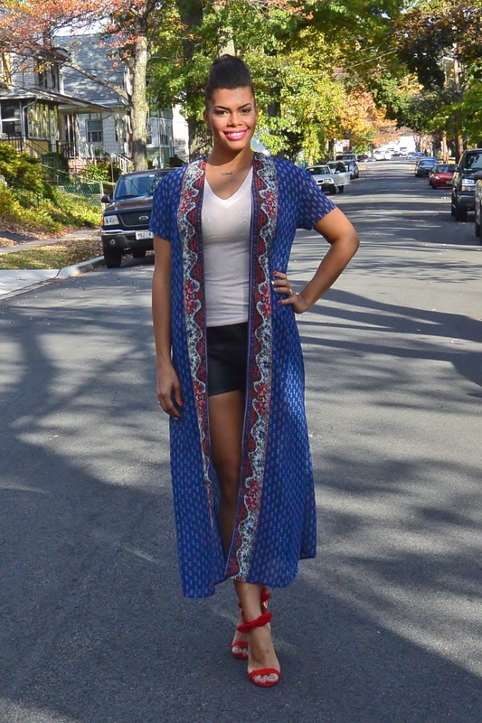Styled by Lumia: Kimono Maxi + Leather Shorts #ChicaFashionBlog
