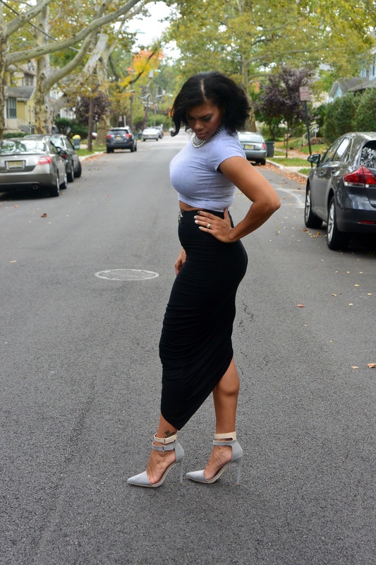 30th Birthday Outfit: Turtle Neck Crop Top + Asymmetrical Draped Skirt #ChicaFashion