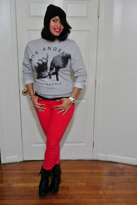 Alicia Gibbs Chica Fashion Beanie Hat + Graphic Sweatshirt