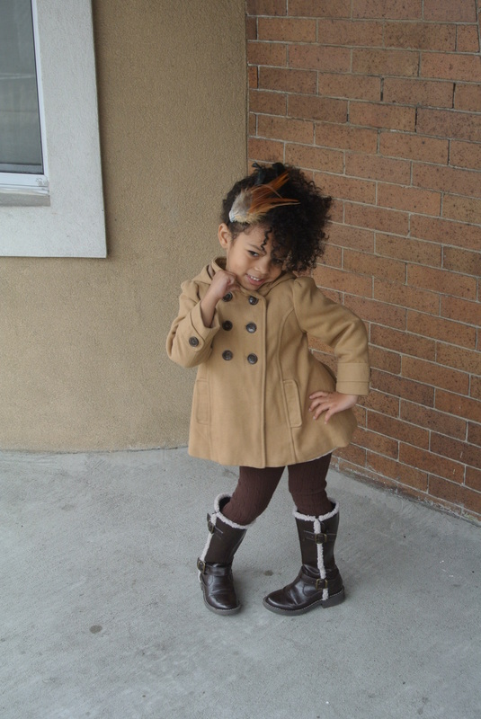 Mini Chica Fashion: Feather Headband + Hooded Trench Coat