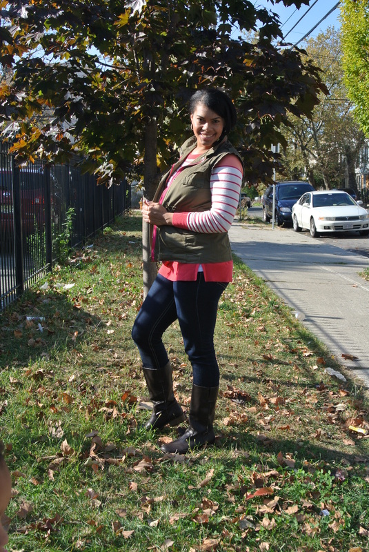 Pumpkin Picking: Cargo Vest + Striped Sweater