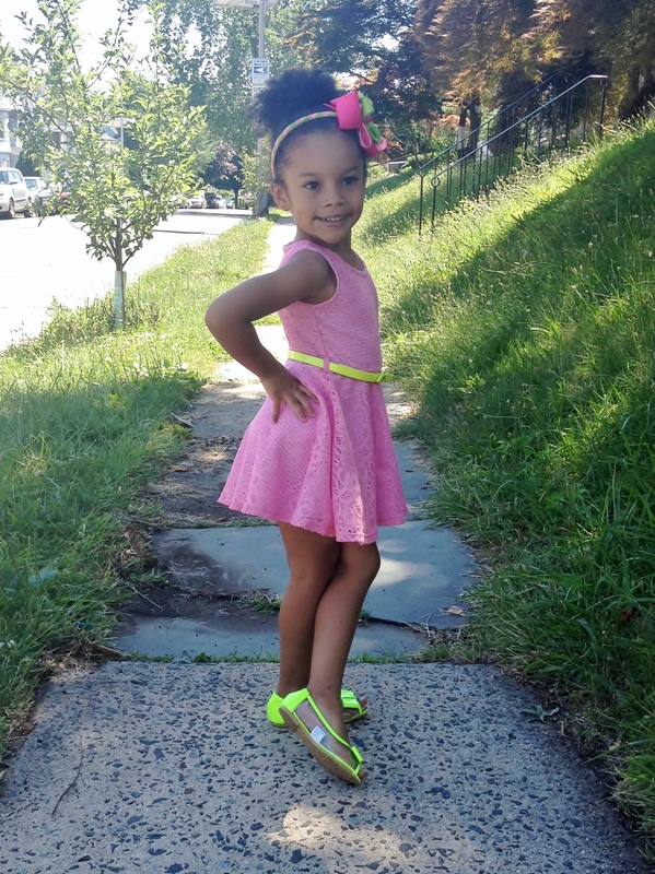 Mini Chica Fashion: Lace Skater Dress + Neon Details