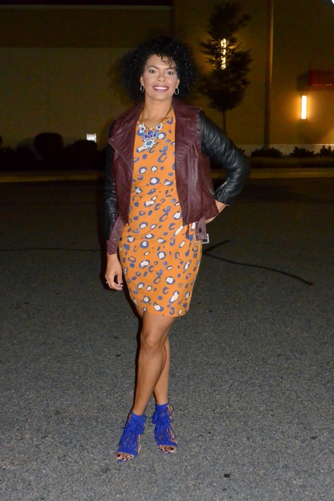 Date Night: Leopard Print Dress + Faux Leather Moto Jacket