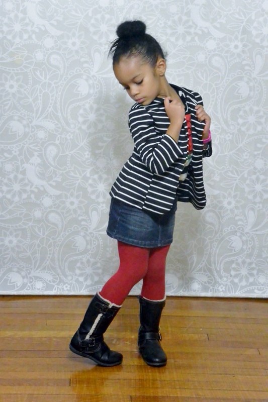 Kid's Fashion Fridays: Striped Blazer + Denim Skirt #ChicaFashionBlog