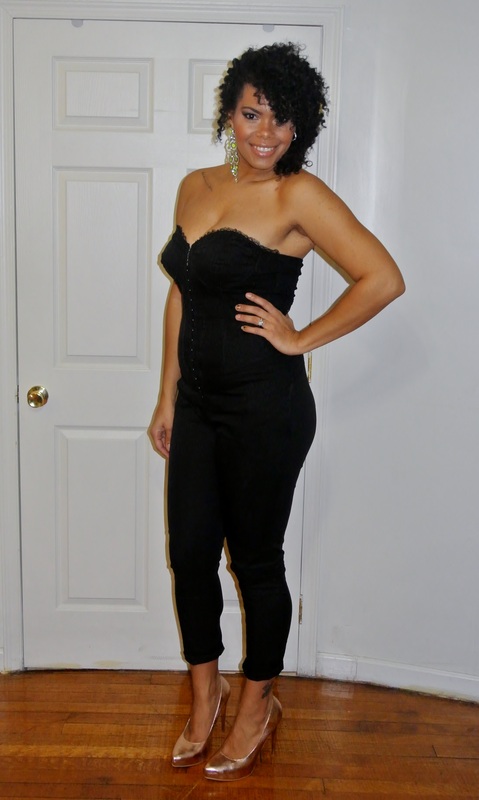 Alicia Gibbs:Chica Fashion: New Year's Eve: Strap Back Corset Jumpsuit + Sequin Blazer