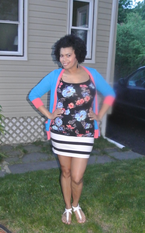 Alicia Gibbs Chica_Fashion_Prabal Gurung Colorblock Cardi, Floral Tank + Striped Bodycon Skirt