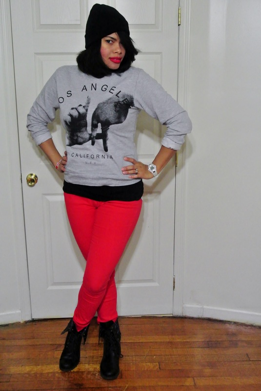 Alicia Gibbs Chica Fashion Beanie Hat + Graphic Sweatshirt