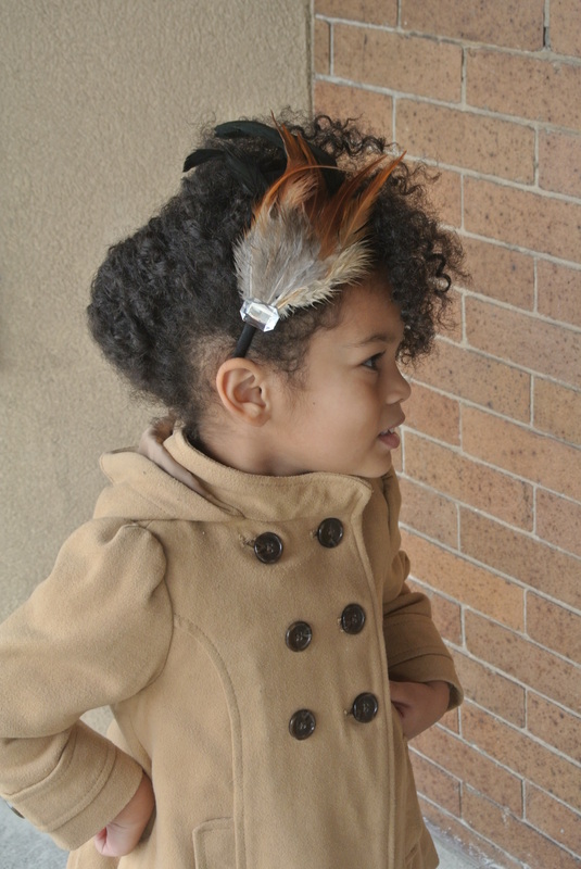 Mini Chica Fashion: Feather Headband + Hooded Trench Coat