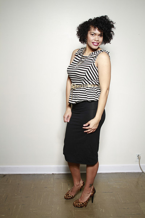 Alicia Gibbs: Chica Fashion: Valentine's Day Outfit Idea: Stripe Peplum Top + Midi Pencil Skirt