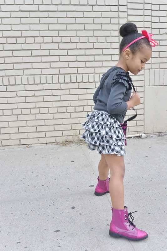 Kid's Fashion Fridays: Chica Fashion: Ruffle Graphic Sweatshirt + Plaid Skirt