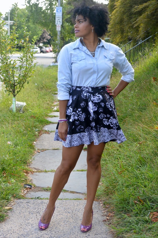 Chica Fashion: Made for TV: Lace Back Chambray Top + Floral Skater Skirt plus My Experience as a Spokesperson