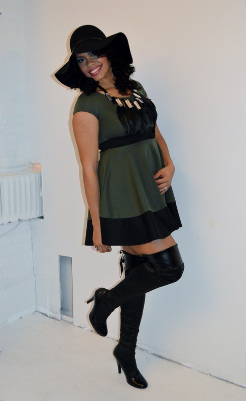 Alicia Gibbs: Chica Fashion: Blogger Holiday Soiree: Floppy Hat, Skater Dress + OTK Boots