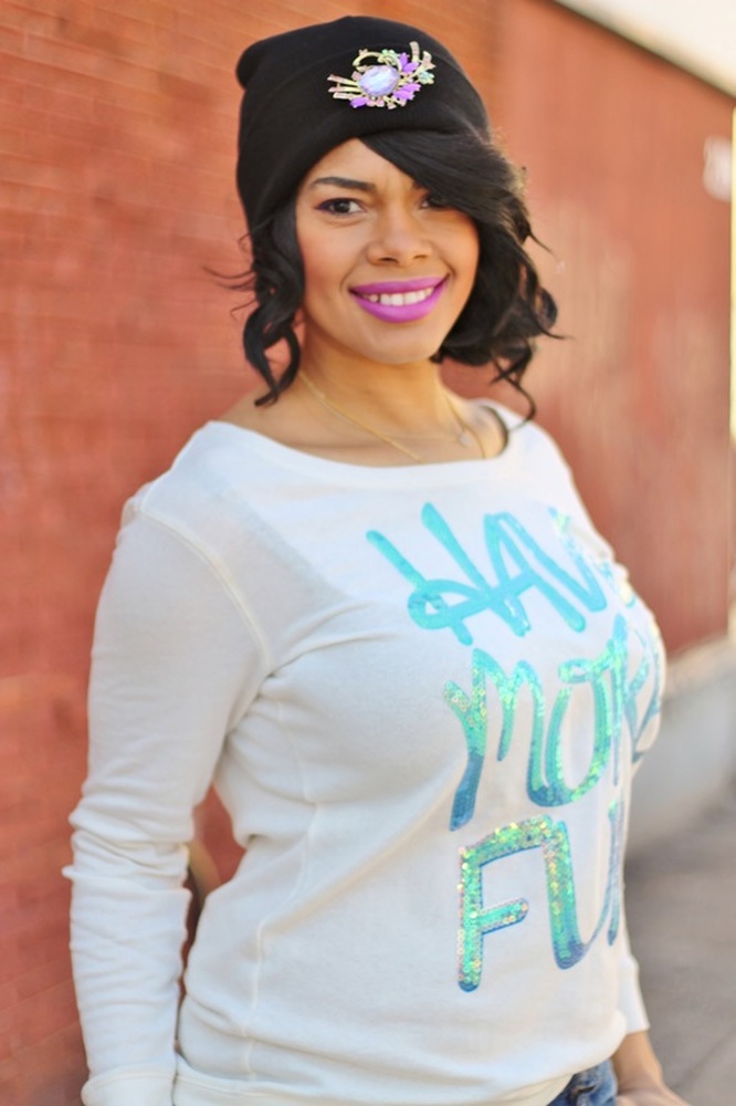 Alicia Gibbs: What to Wear to Church: Sequin Sweatshirt + Distressed Jeans #ChicaFashionBlog