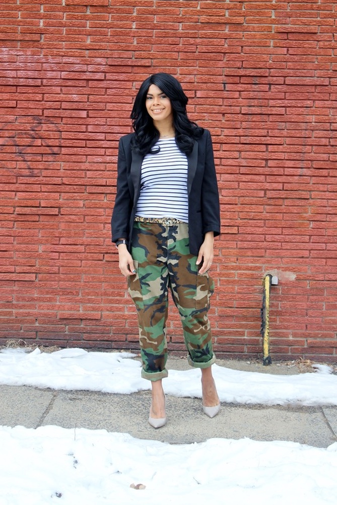 Alicia Gibbs: Thrifted Men's Wear: Tuxedo Blazer + Military Camo Pants #ChicaFashionBlog