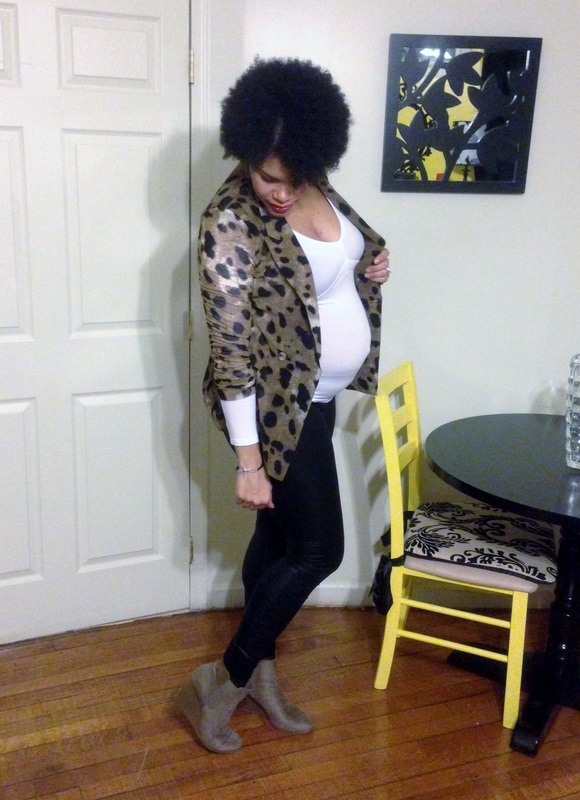 Leopard Blazer + Faux Leather Tights